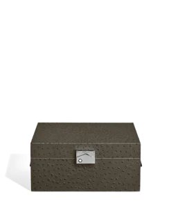 Sammler-Box für Uhren aus Leder mit Straußenprägung - Khaki - Leder - MB136554 - Sammlerboxen