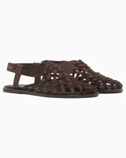 Sandalen aus Wildleder und geflochtenem Nubukleder Braun