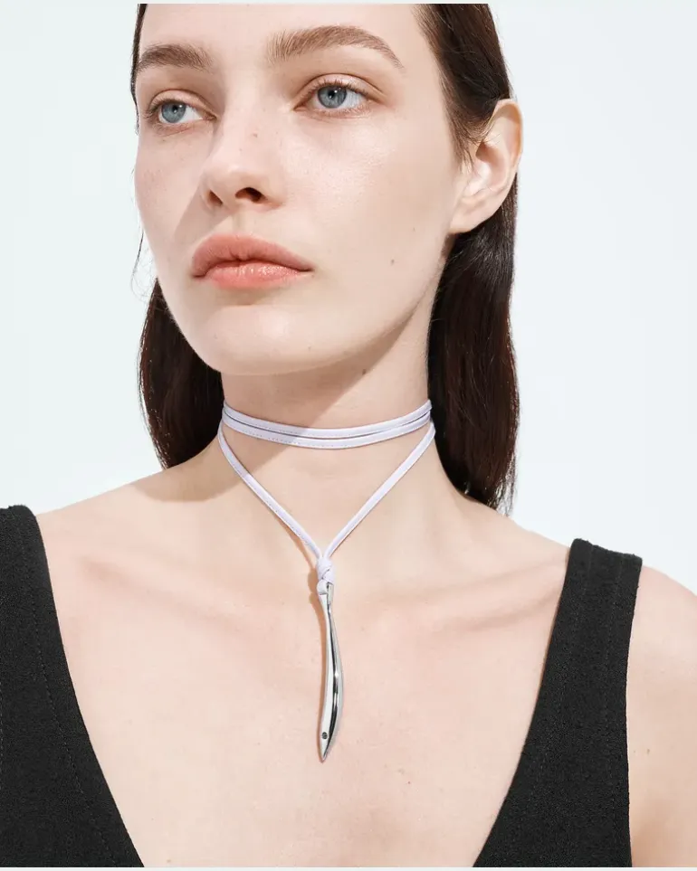 Sardine Halskette aus Leder-Lila - Damen