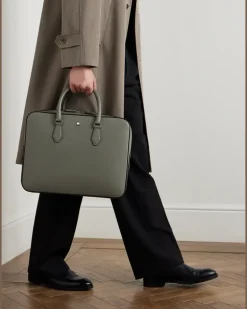 Sartorial Medium Cross-Grain Leather Briefcase Gray