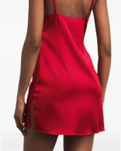 Satin Muse Nachthemd mit Spitzenbesatz - Rot