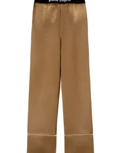 Satin-Pyjamahose mit Logo-Streifen - Nude