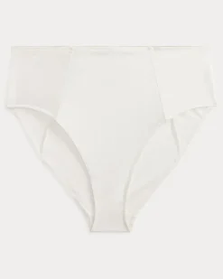 Satin-Slip mit hoher Leibhöhe White