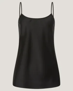 Satin top with thin straps Black