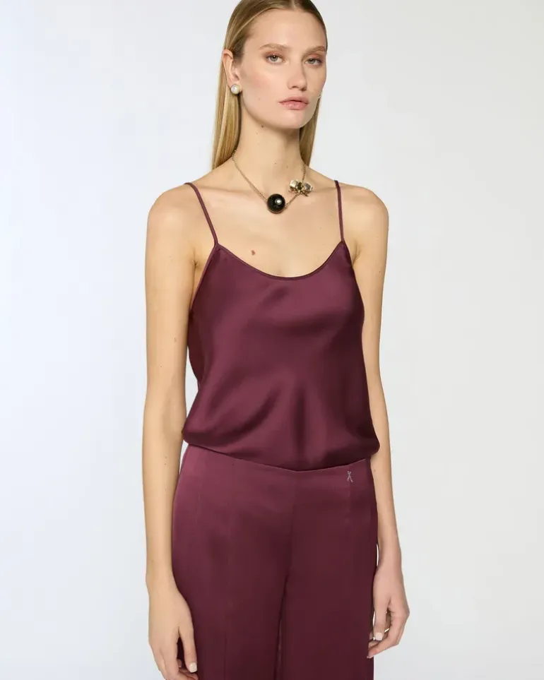 Satin top with thin straps Purple