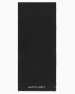 Schal aus reiner Schurwolle in Jacquard-Stoff-Verarbeitung Schwarz