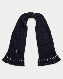 Schal mit Zopfmuster und Polo Bear Blue