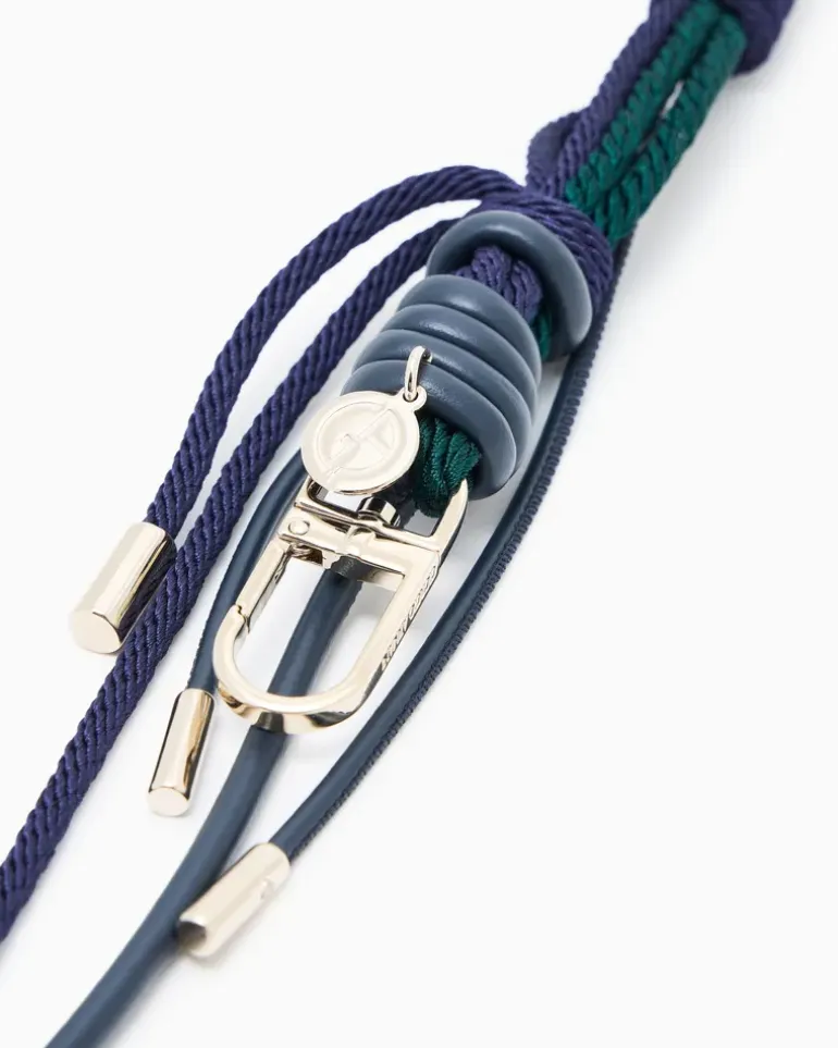 Schlüsselanhänger aus Kordel und Leder Blau