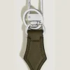 Schlüsselanhänger mit Federdetail aus Sartorial Leder - Khaki - Leder - MB221326 - Schlüsselringe & Schlüsseletuis