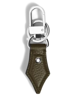 Schlüsselanhänger mit Federdetail aus Grain Leder - Khaki - Leder - MB220458 - Schlüsselringe & Schlüsseletuis