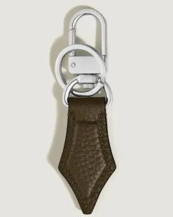 Schlüsselanhänger mit Federdetail aus Grain Leder - Khaki - Leder - MB220458 - Schlüsselringe & Schlüsseletuis