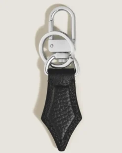Schlüsselanhänger mit Federdetail aus Grain Leder - Schwarz - Leder - MB220457 - Schlüsselringe & Schlüsseletuis