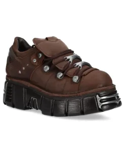 Schnürschuhe mit Plateausohle - Braun