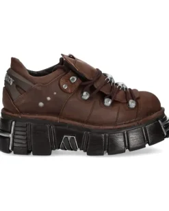 Schnürschuhe mit Plateausohle - Braun