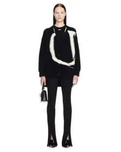 Schwarzer Maxi Logo Cardigan