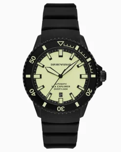 Sea Explorer Automatikuhr aus schwarzem Silikon Mehrfarbig