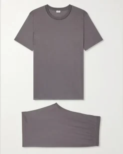 Sea Island Cotton-Jersey Pyjama Set Brown