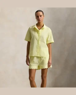 Seersucker-Pyjama mit Hemd und Shorts Yellow