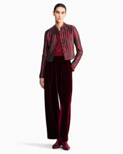 Seidenbluse aus Stretch-Crepe mit Rundhalsausschnitt Burgunderrot