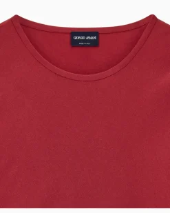 Seidenbluse aus Stretch-Crepe mit Rundhalsausschnitt Burgunderrot