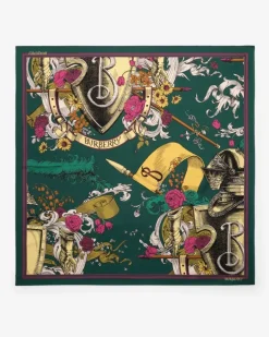 Seidenschal mit Knight-Radierung Emerald-GrüN