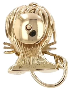 1980s Emaillierte Lion Ebouriffé Brosche - Gold