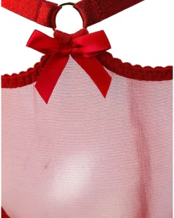 Semi-transparenter Harness-Tanga - Rot