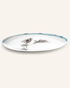 Servierplatte Midnight Flowers °2 L Camelia weiss Braun