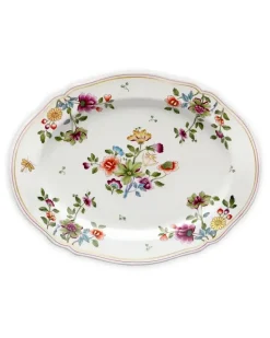 Servierplatte mit Blumenmuster - Weiß