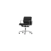 Sessel mit Rollen Soft Pad - Schwarz - Polierter Aluminium-Druckguss - Designer Charles & Ray Eames
