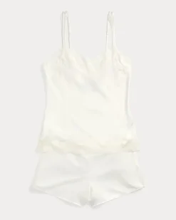 Set aus Pyjamashorts und Oberteil Cream
