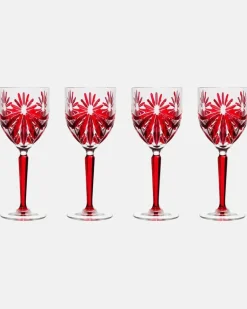 Set aus vier Weingläsern Rot
