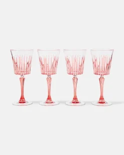 Set aus vier Weingläsern Rot