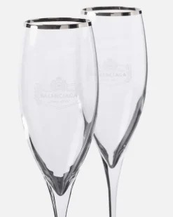 Set aus zwei Champagnerflöten Silber
