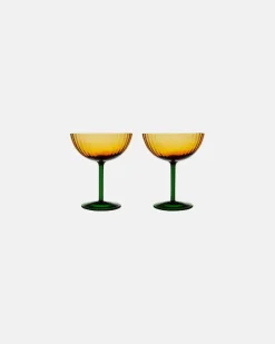 Set aus zwei Champagnerschalen Gelb