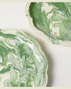 Set aus zwei Speisetellern GrüN