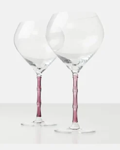Set Bamboo aus zwei Balloon-Gläsern Transparent