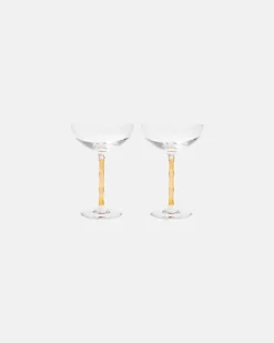 Set Bamboo aus zwei Champagnerschalen Transparent