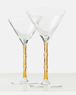 Set Bamboo aus zwei Martinigläsern Transparent