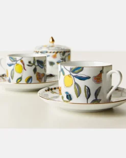 Set Borboni White aus zwei Teetassen und Untertassen Weiß