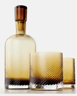 Set Borealis aus Flasche und zwei Tumbler-Gläsern Braun