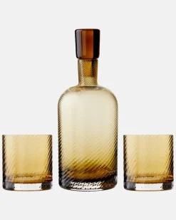 Set Borealis aus Flasche und zwei Tumbler-Gläsern Braun