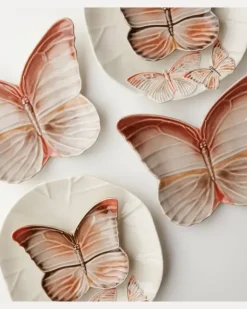 Set Cloudy Butterflies aus vier Speisetellern by Claudia Schiffer Beige