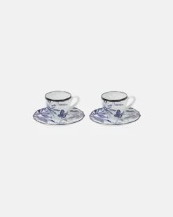 Set Herbarium aus Teetasse und Untertasse Blau