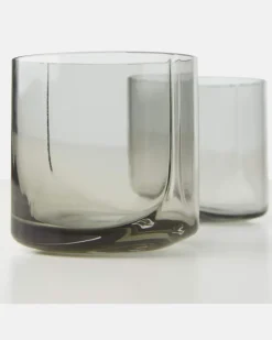Set Hew aus vier Tumbler-Gläsern Grau
