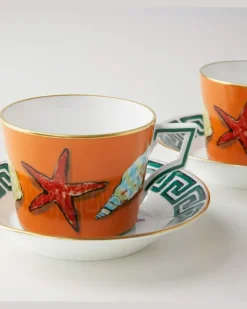 Set Il Viaggio di Nettuno aus zwei Teeassen und Untertassen by Luke Edward Hall Multicolor