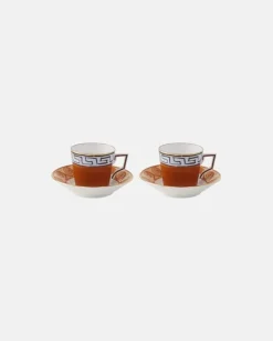 Set Il Viaggio di Nettuno aus zwei Kaffeetassen und Untertassen by Luke Edward Hall Weiß