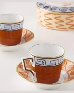 Set Il Viaggio di Nettuno aus zwei Kaffeetassen und Untertassen by Luke Edward Hall Weiß