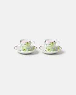 Set Impero aus zwei Kaffeetassen und Untertassen Weiß