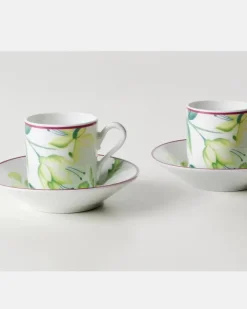 Set Impero aus zwei Kaffeetassen und Untertassen Weiß